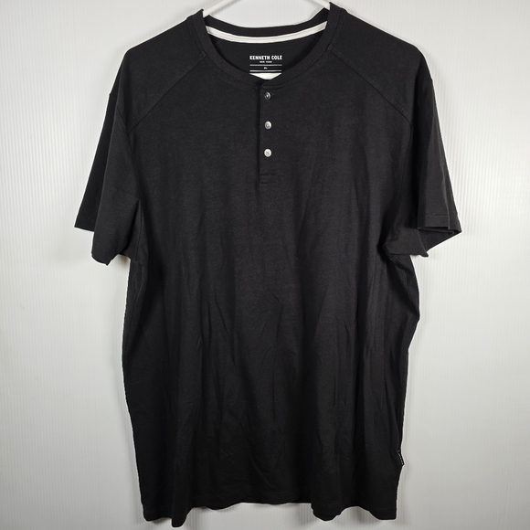 NWOT Kenneth Cole Black Short Sleeve Henley Tee Cotton /Spandex Size XL - Picture 1 of 7